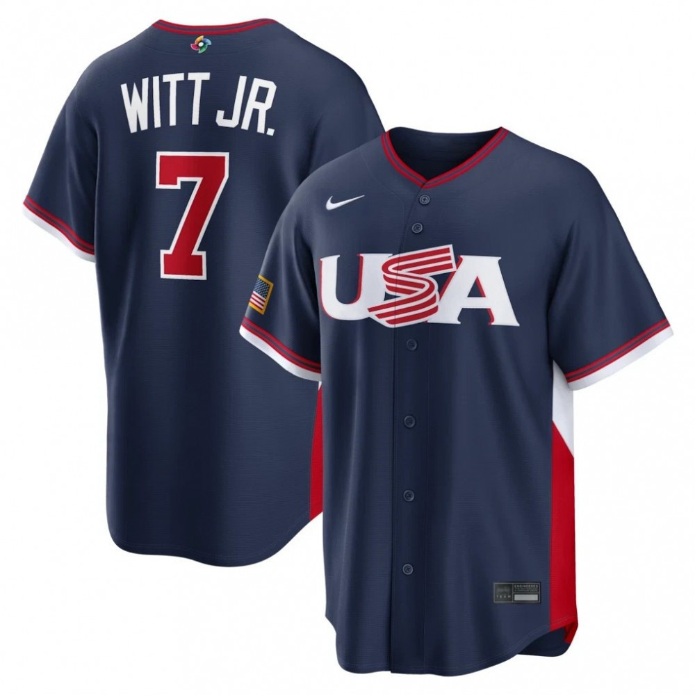 Bobby Witt Jr. USA Baseball 2026 World Baseball Classic Road Stadium Jersey - Navy-Pro Kit Vault | Brand New 26/27 Sports Jerseys